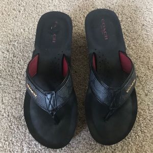 Coach black foam wedge sandals